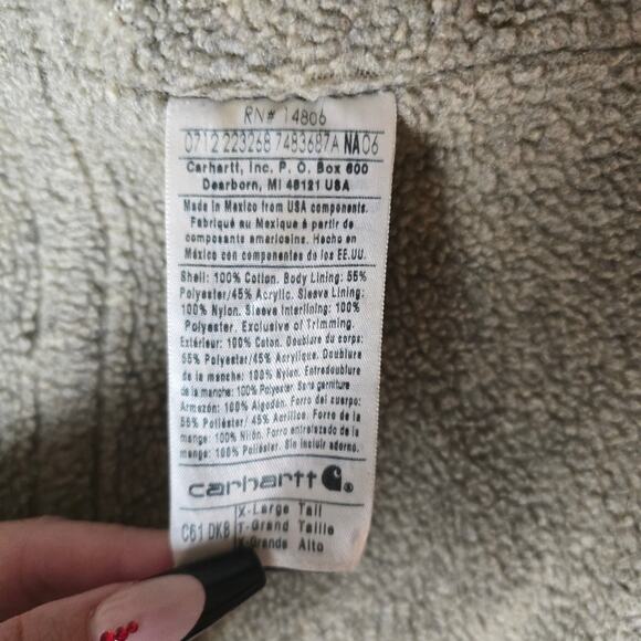 VTG Early 00s Mocha Brown Distressed Carhartt Arctic Work Jacket XL Tall - Picture 8 of 14